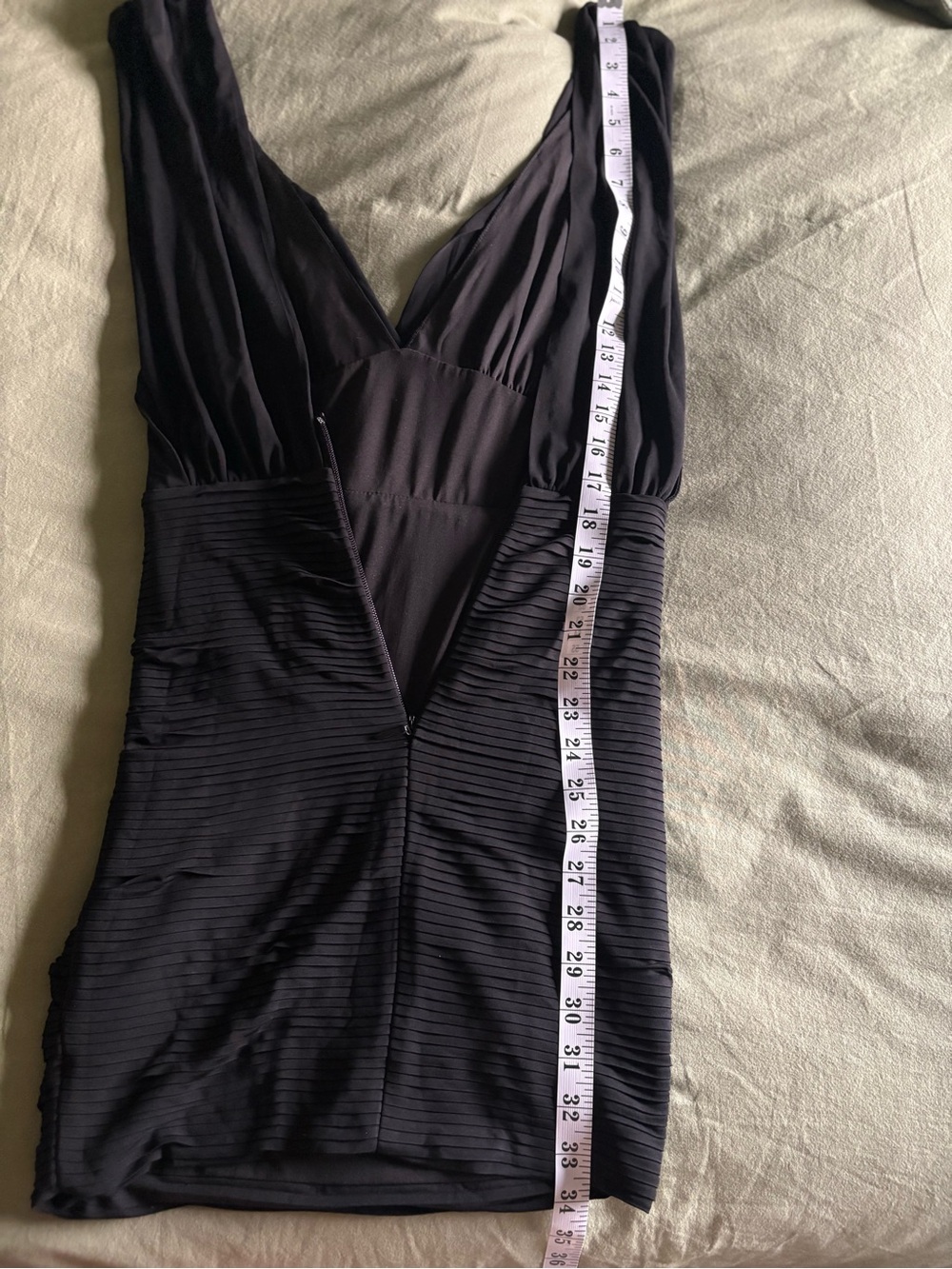BCBGMaxAzria Black Plunging V-Neck Ruched Mini Dress - Picture 8 of 11